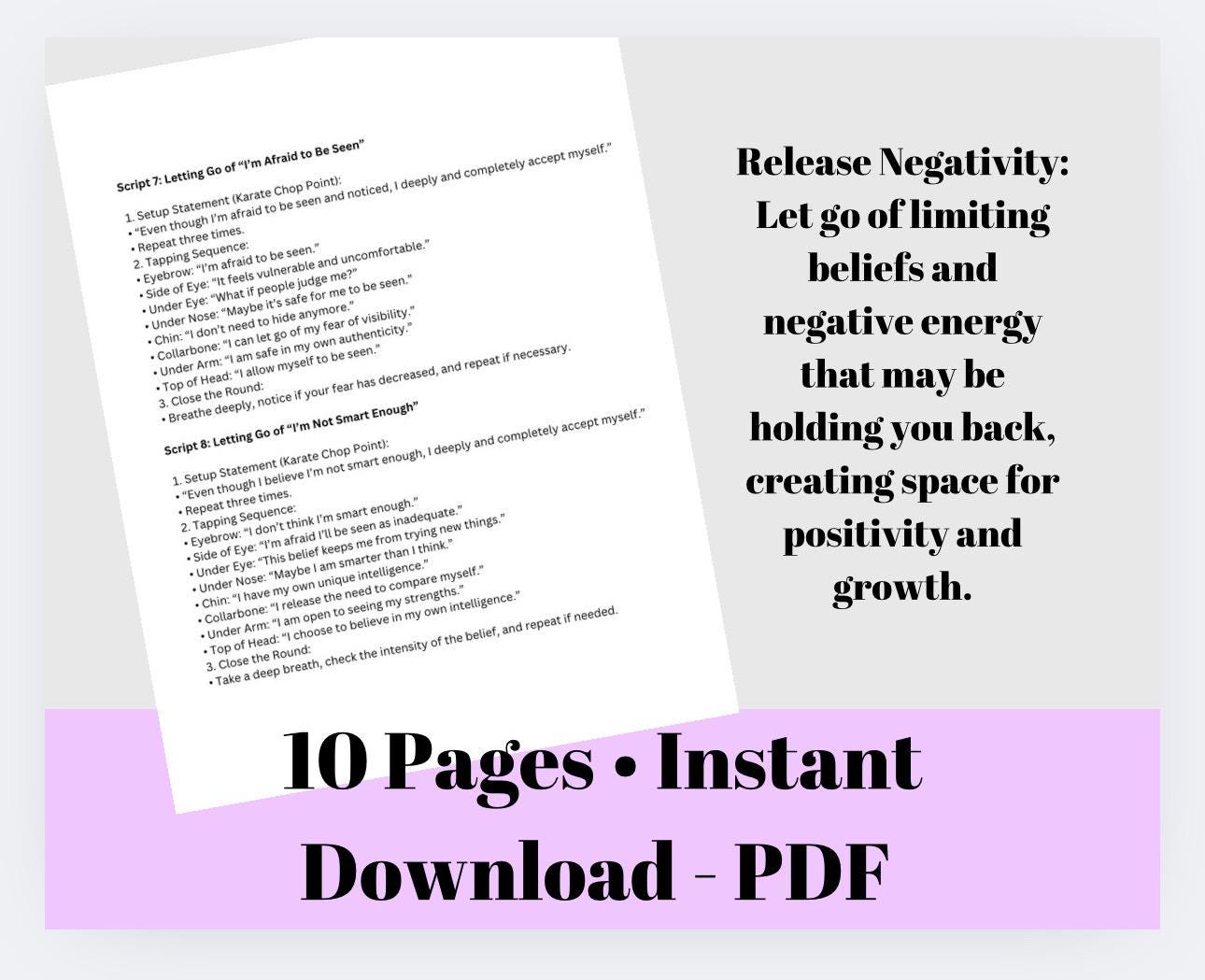 EFT Tapping Scripts for Stress, Anxiety, Trauma Relief (PDF Download)