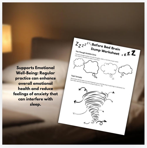 Bedtime Brain Dump Worksheet for Anxiety, Relaxation (Digital Download)