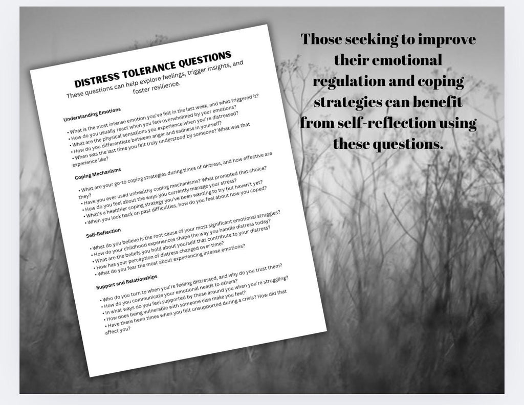 Distress Tolerance Questions Workbook, Emotional Regulation Therapist Toolkit (PDF)