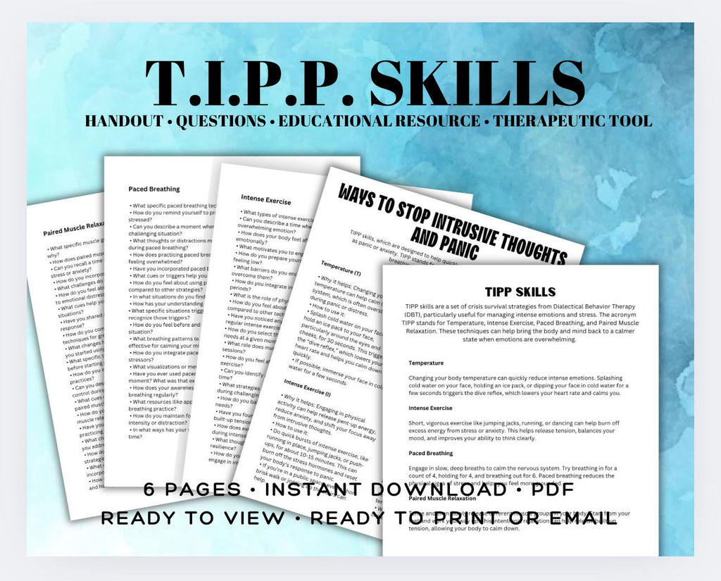 DBT TIPP Skills Handout, Emotional Regulation Therapy Resource (PDF)