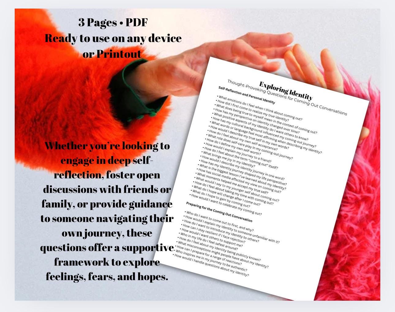 Exploring Identity Coming Out Questions Conversation Starters Therapy Tool for Individuals Support Groups Therapists