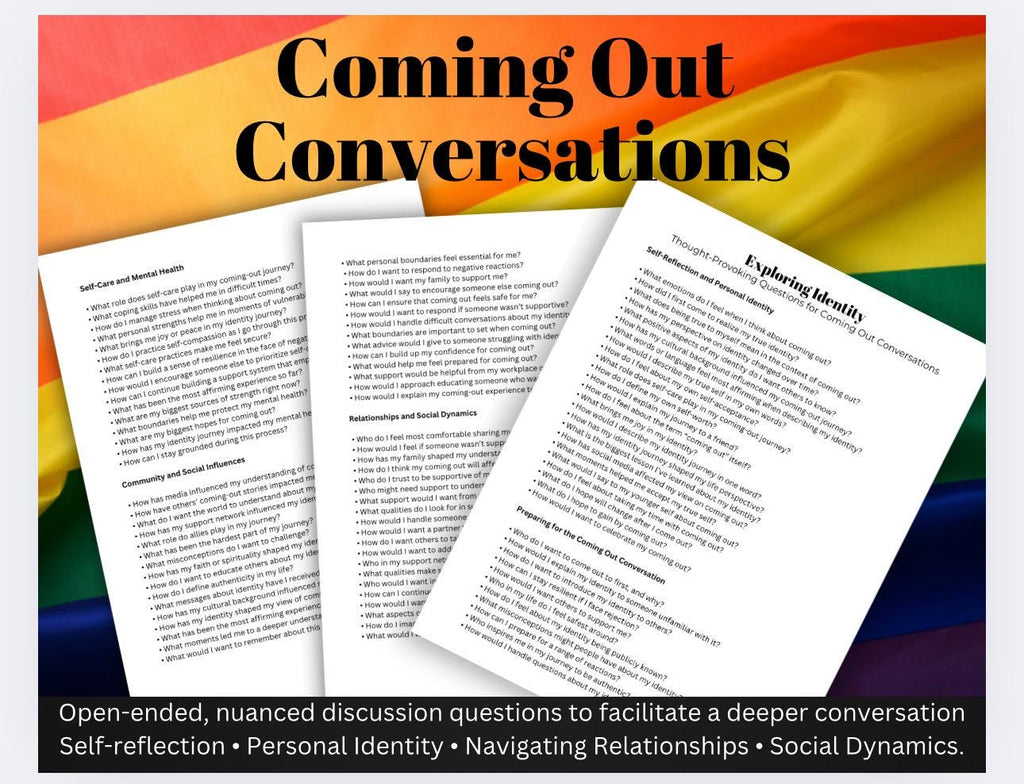 Exploring Identity Coming Out Questions Conversation Starters Therapy Tool for Individuals Support Groups Therapists