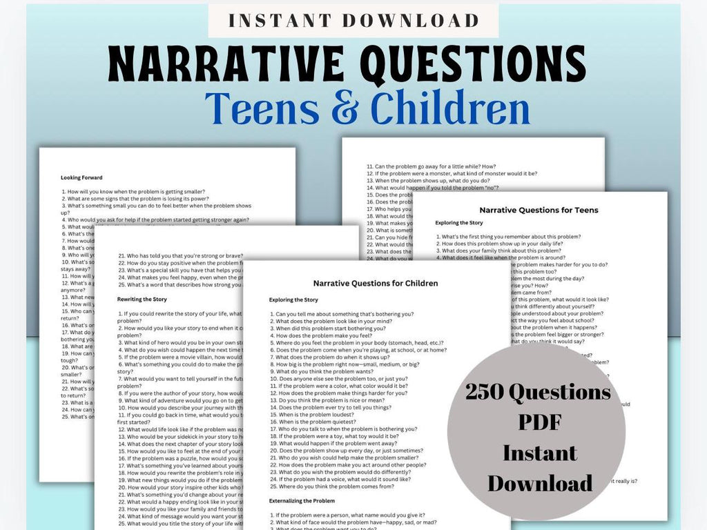 Narrative Therapy Questions for Teens & Children (PDF Download)