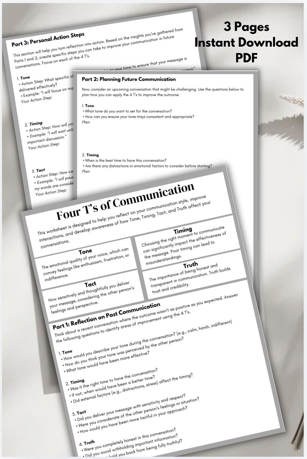 Effective Communication Worksheet The four T’s Template Teens & Adults Resource Communication Skills