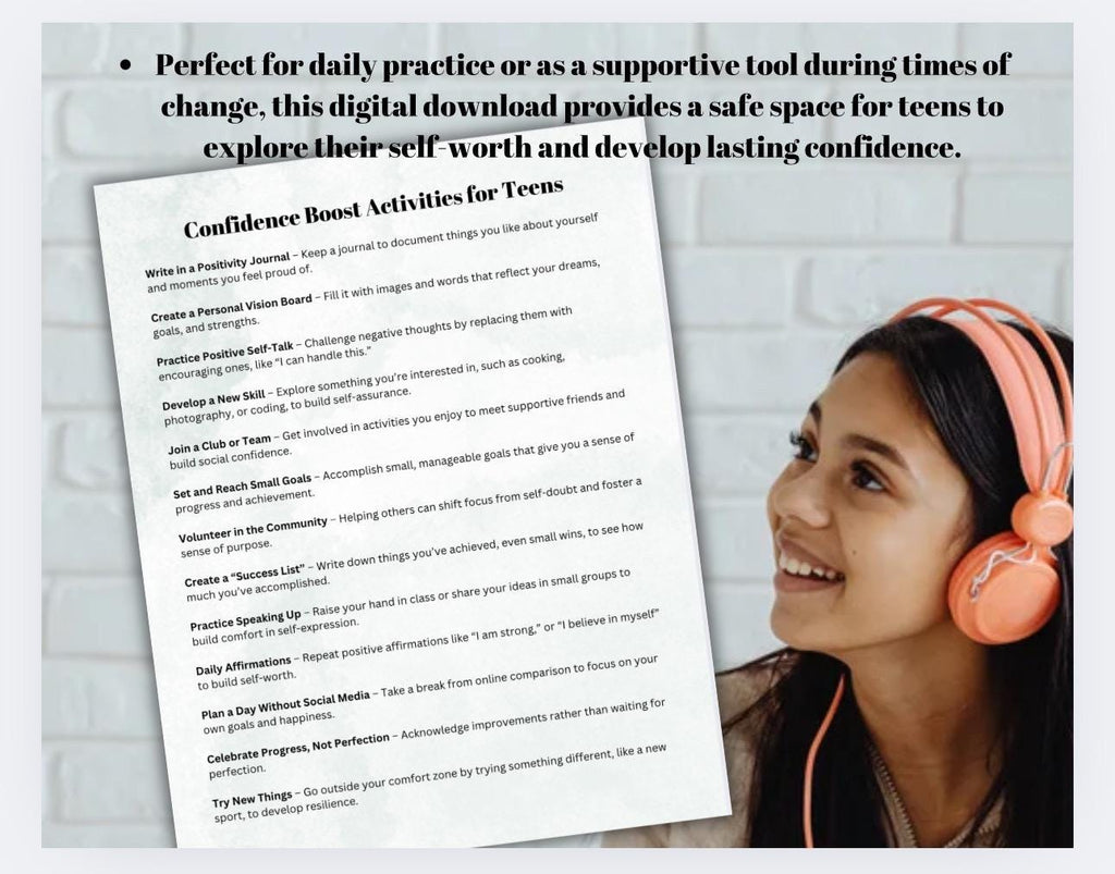 Teen Confidence Activities Guide, Self-Esteem Workbook (PDF Download)