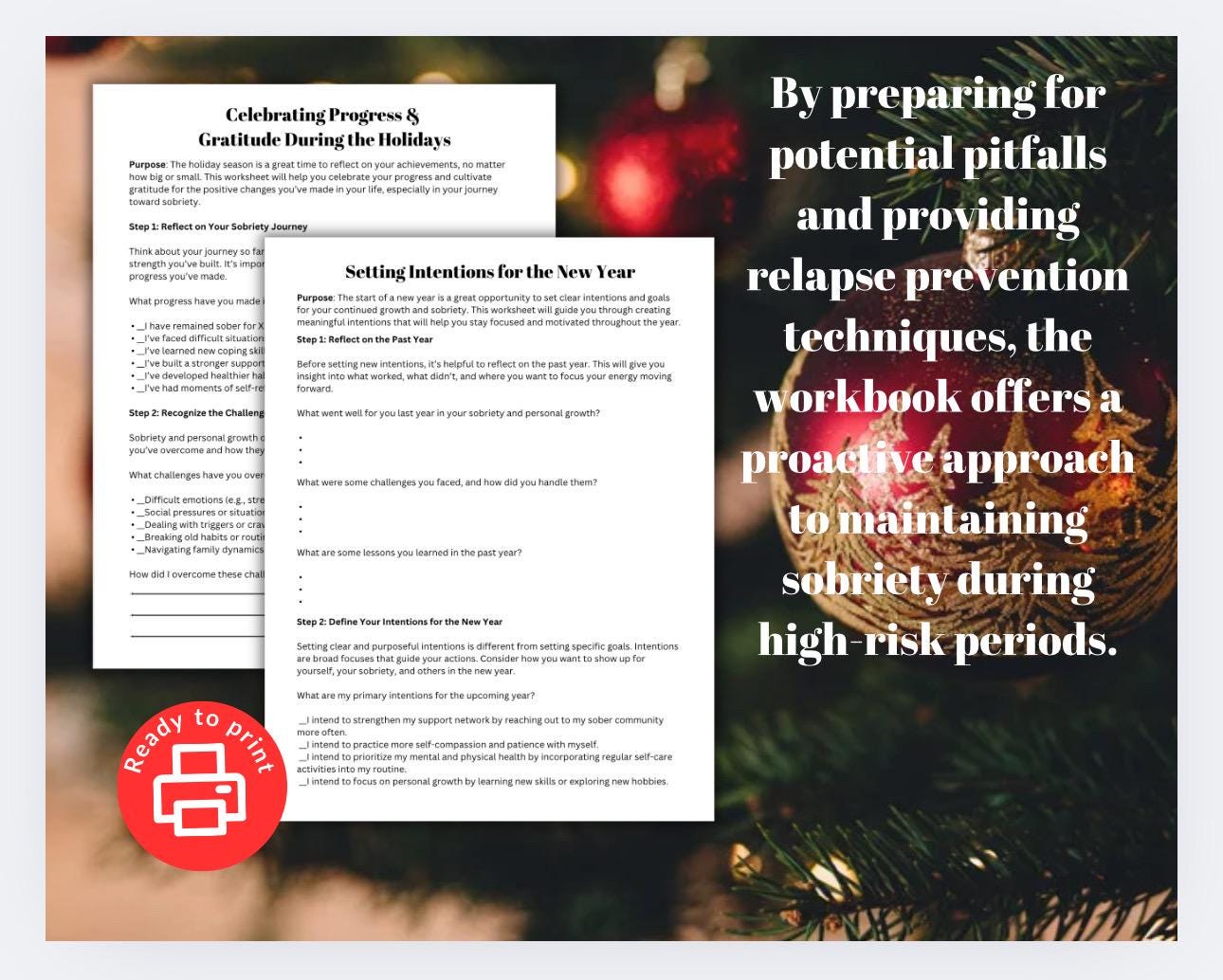 Holiday Sobriety Workbook: Addiction Recovery, Manage Triggers (PDF)