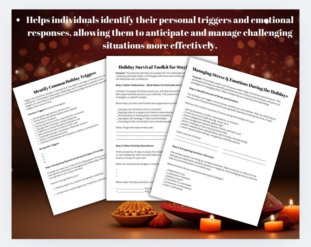 Holiday Sobriety Workbook: Addiction Recovery, Manage Triggers (PDF)