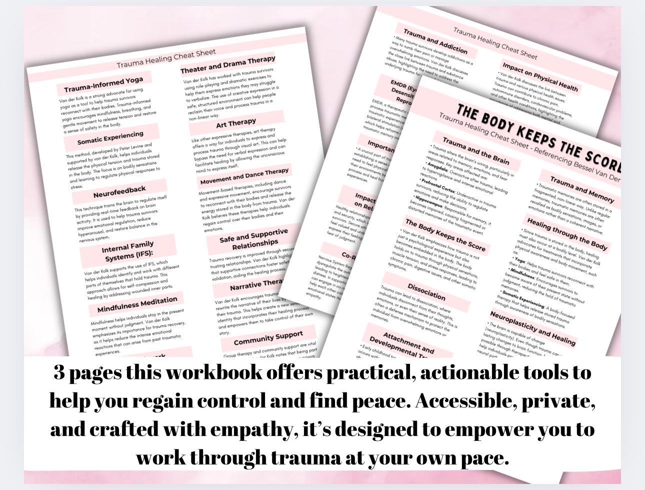 The Body Keeps the Score Cheat Sheet, Trauma Therapy (Digital Download)