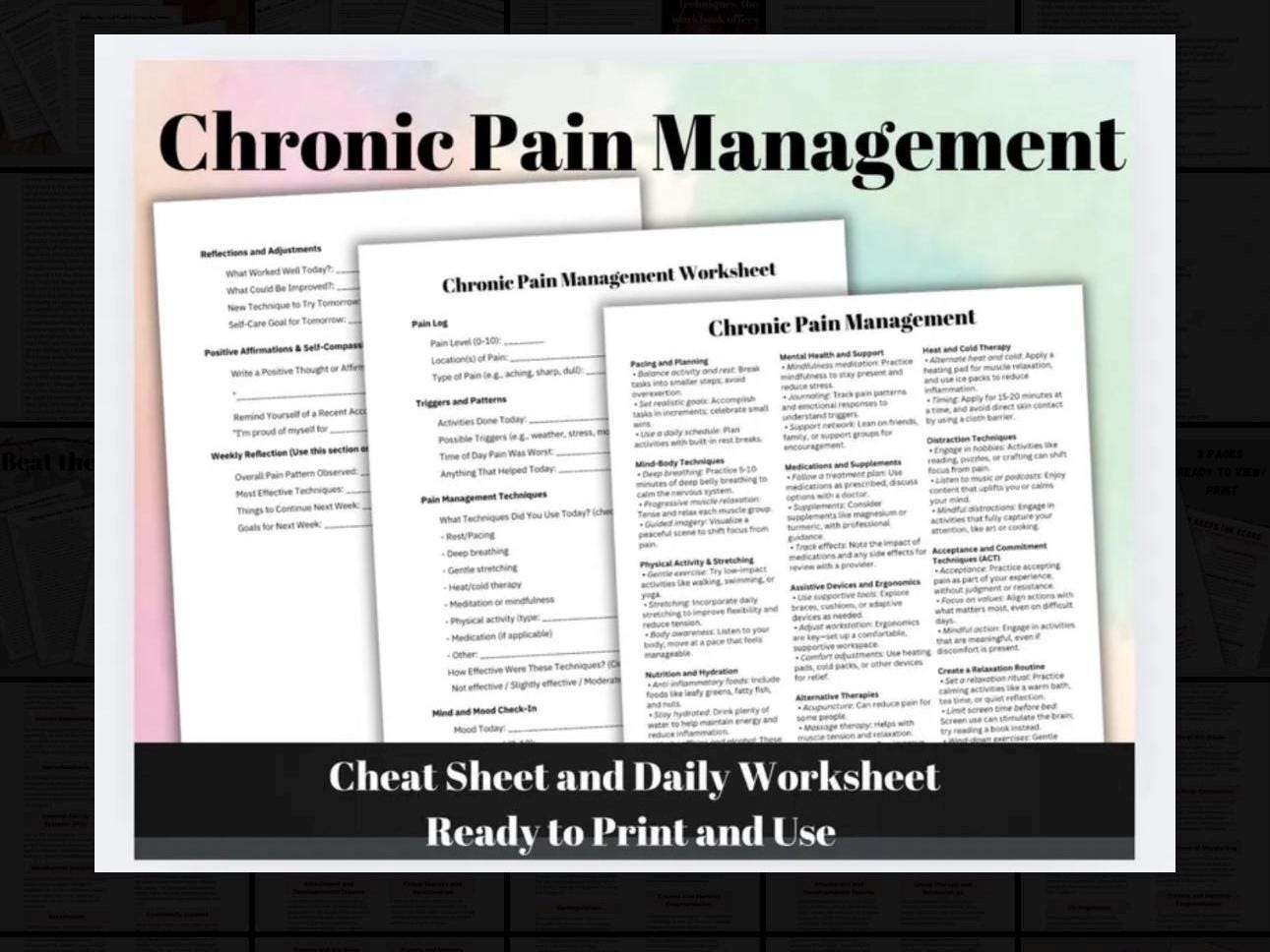Chronic Pain Management Cheat Sheet & Worksheet (Printable PDF)