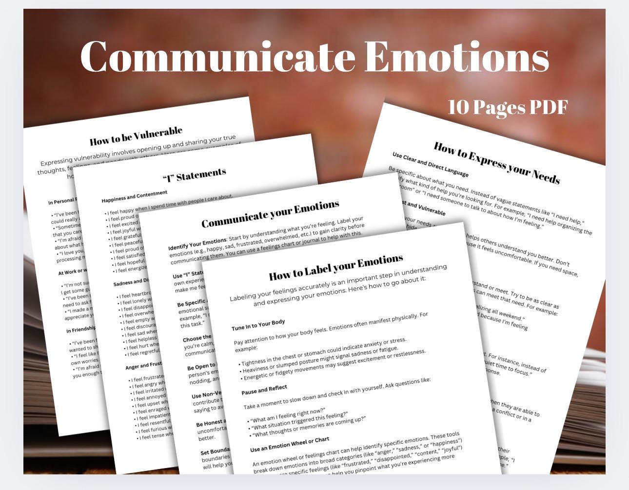 Emotional Communication Guide: Vulnerability, Needs, I-Statements (PDF)