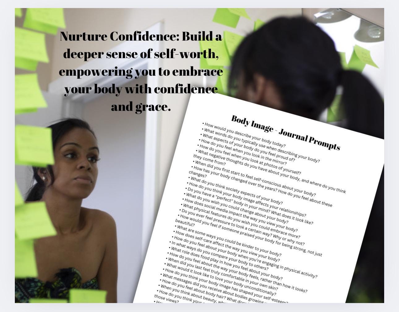Body Image Confidence Journal Prompts to Empower Your Journey Prompts for Self-Love Self-Acceptance Self-Worth