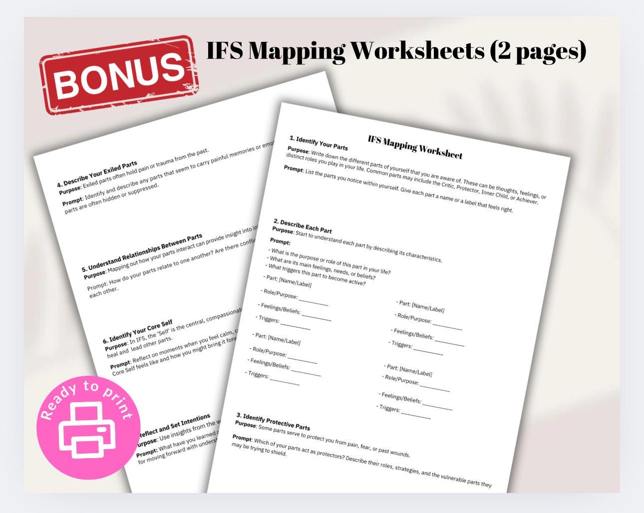 IFS Mapping Worksheet: Internal Family Systems Therapy Tool (Digital Download)