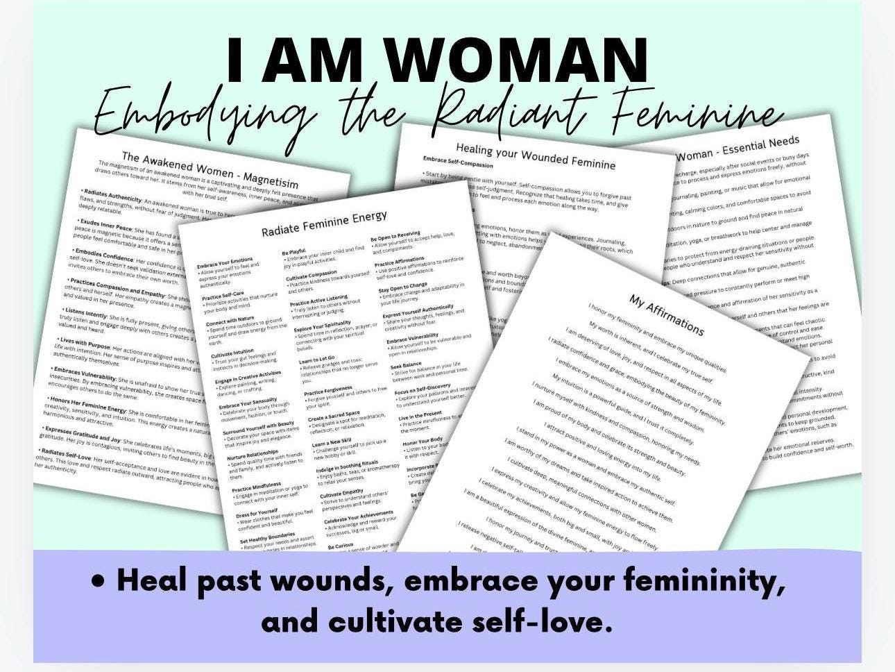 Feminine Energy Healing Guide, I AM Woman Affirmations (PDF)