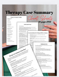 Therapy Case Summary Cheat Sheets | Client Journey, Assessment (PDF)