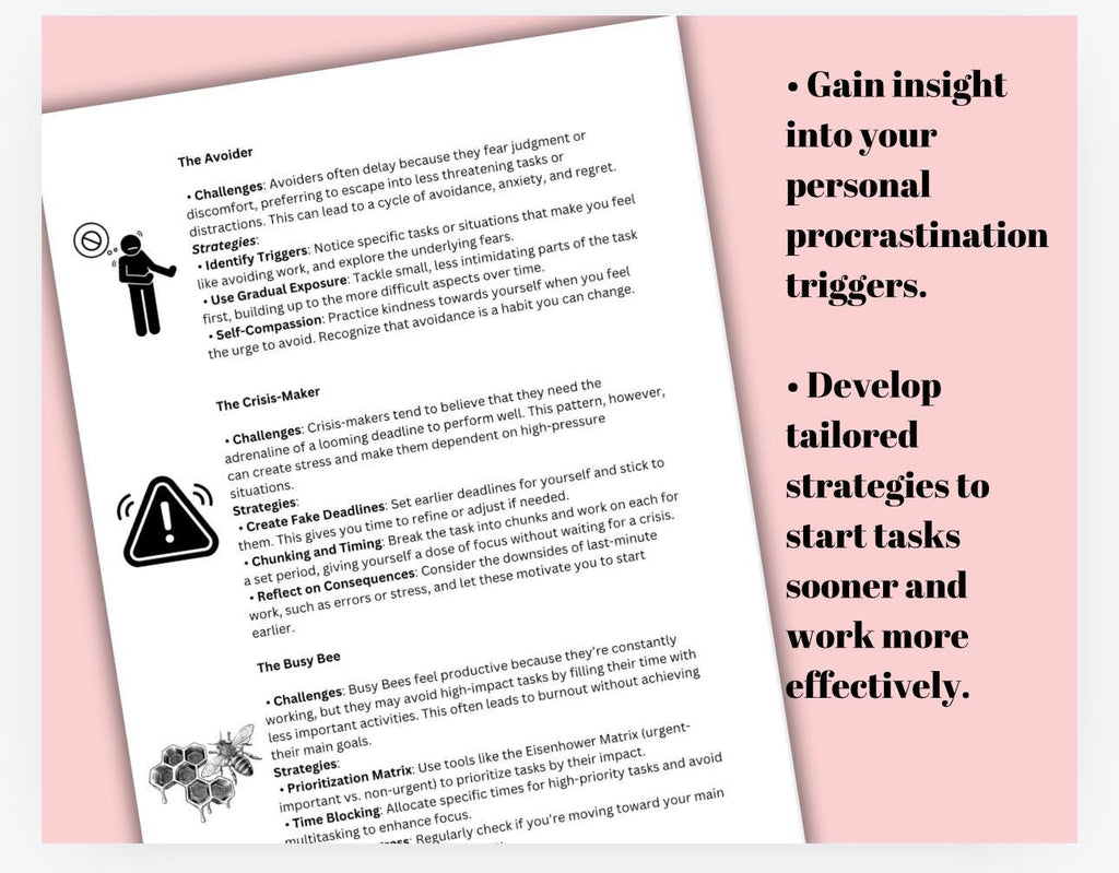 Procrastination Styles Worksheet: CBT Therapy Tool (PDF)