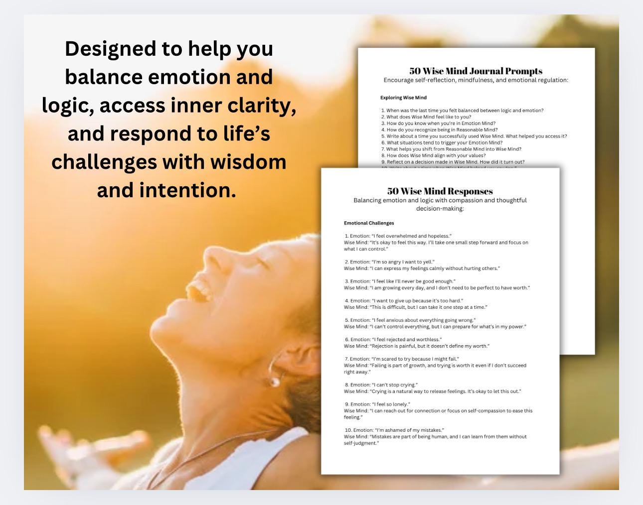 DBT Wise Mind Printable Bundle: Therapy, Emotional Regulation (Infosheet)