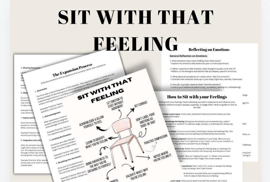 Sit With Our Emotions Feelings Toolkit Bundle: Emotions Self-Awareness Guide (PDF, PNG)