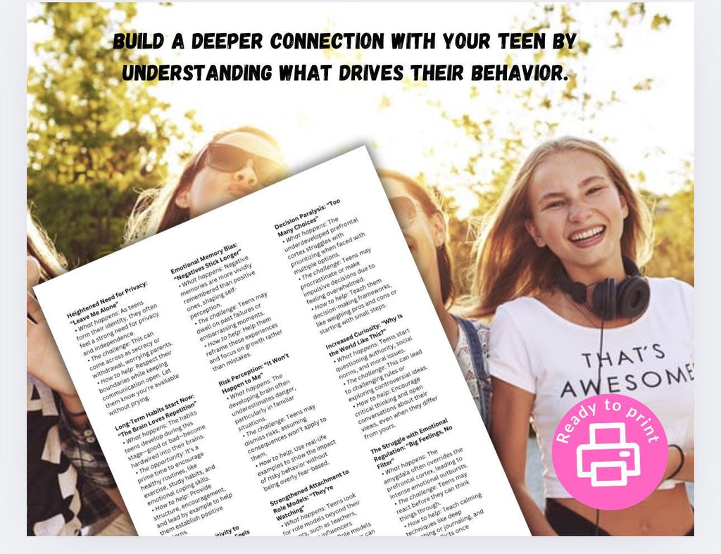 Teen Behavior Guide: Parenting Support Cheat Sheet (PDF)