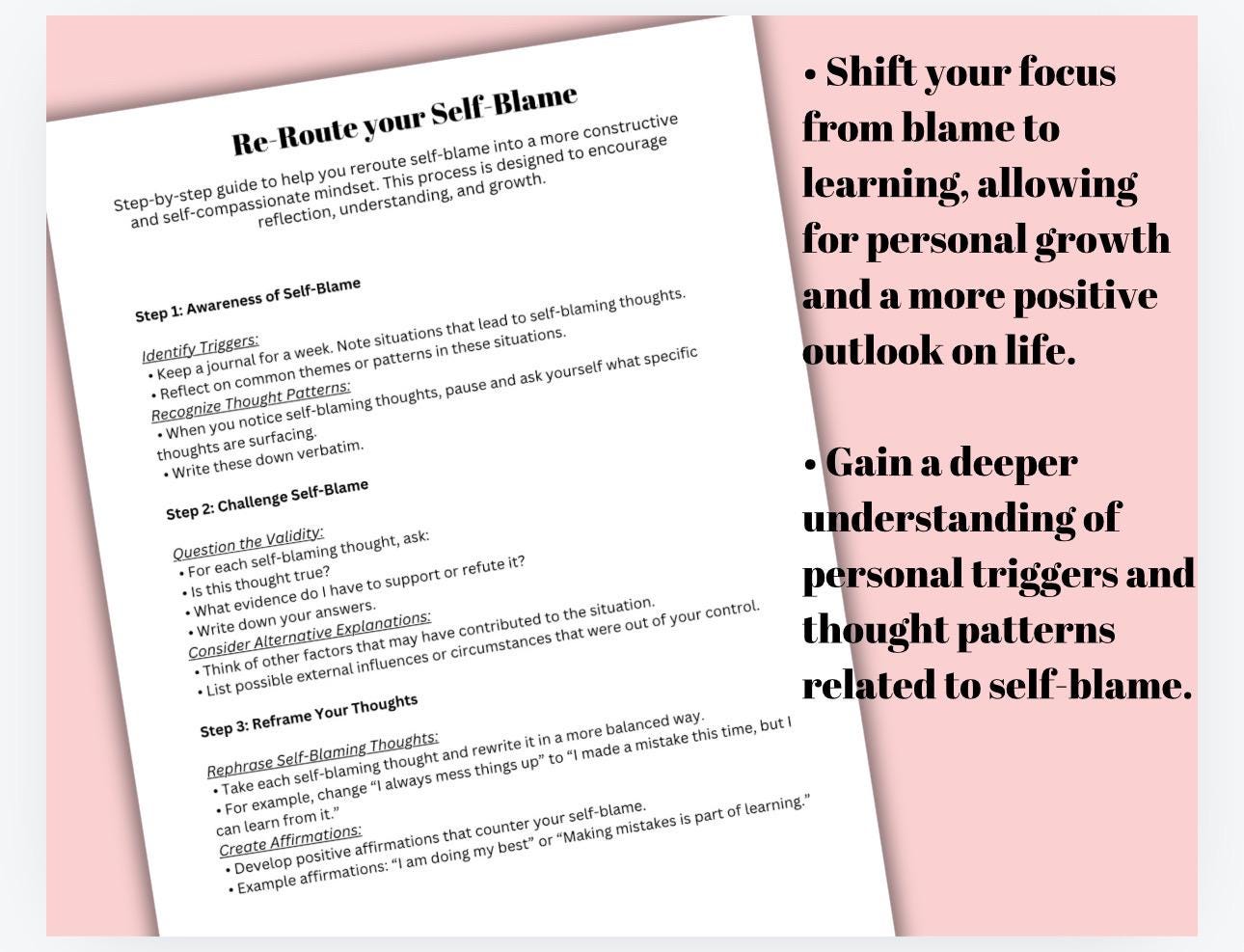 Self-Blame Workbook: Emotional Resilience, Personal Growth (Digital Download)