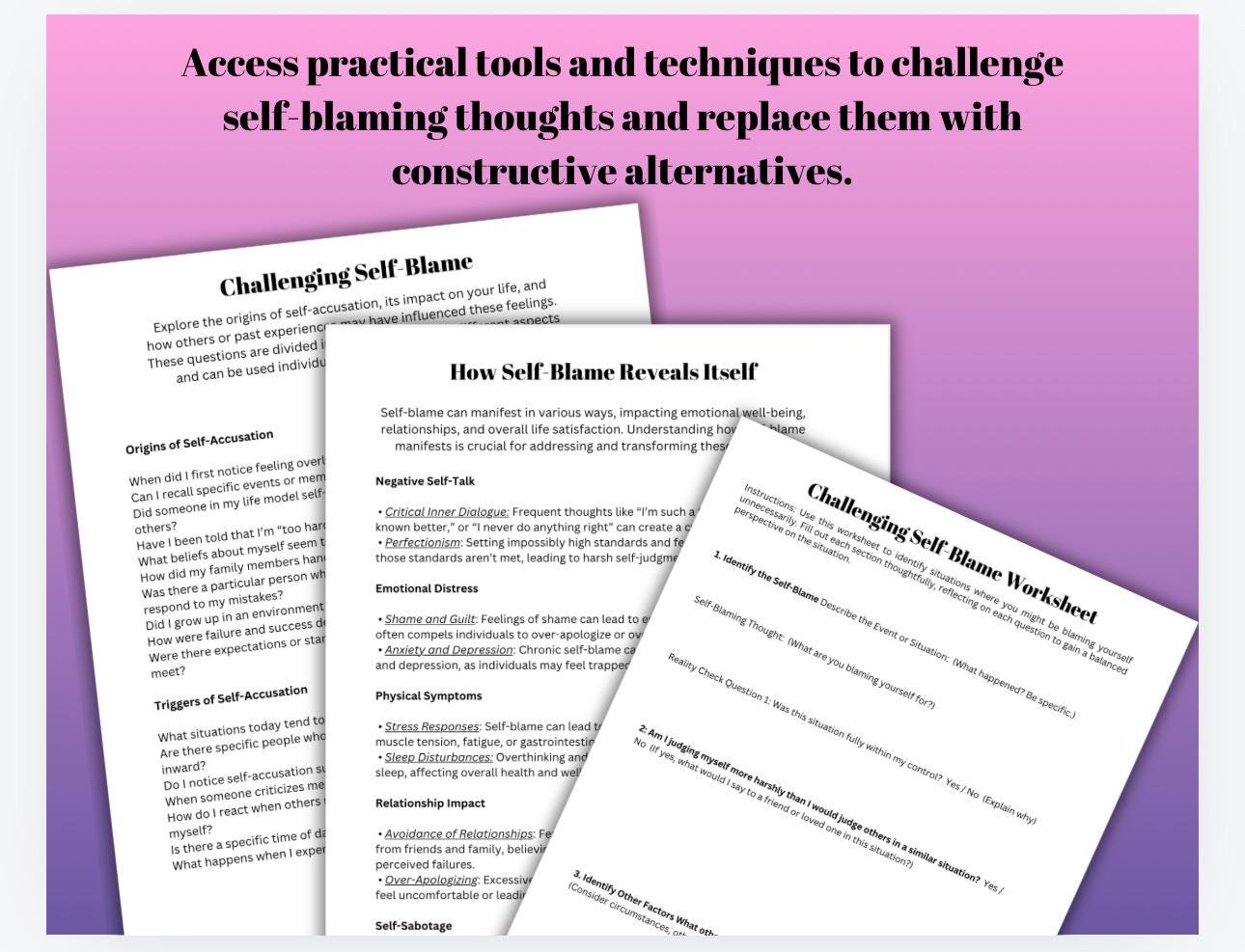 Self-Blame Workbook: Emotional Resilience, Personal Growth (Digital Download)