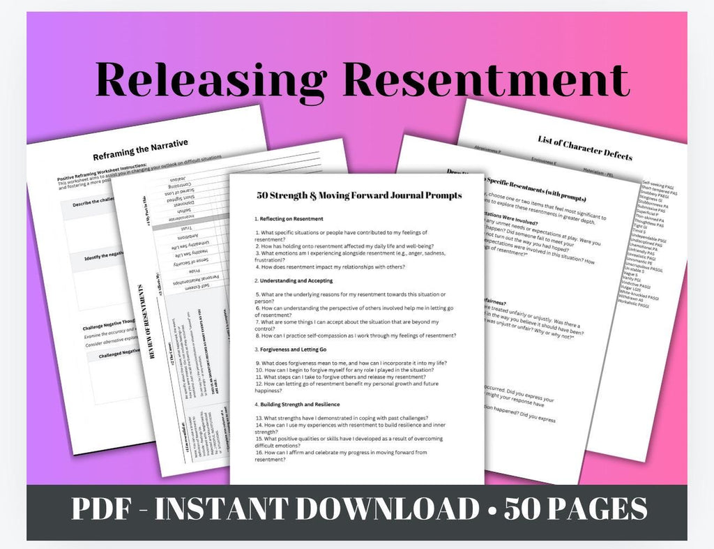 Letting Go of Resentment Workbook for Guided Exercises to Release Feelings Emotional Regulation