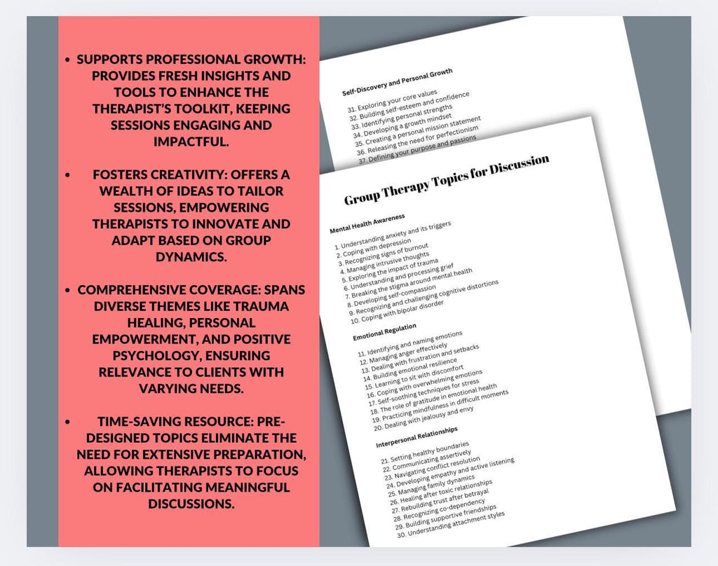 Adult Group Therapy Topics: Session Planning, Emotional Support (PDF)