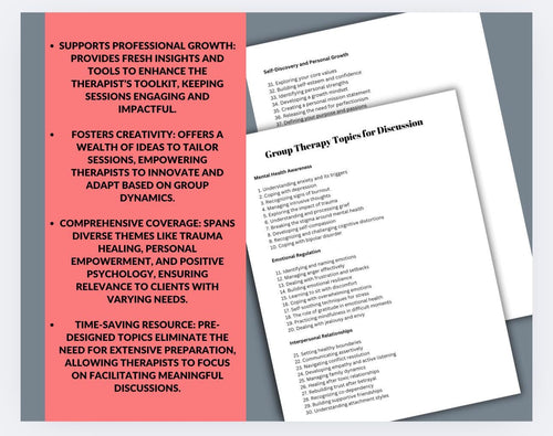 Adult Group Therapy Topics: Session Planning, Emotional Support (PDF)