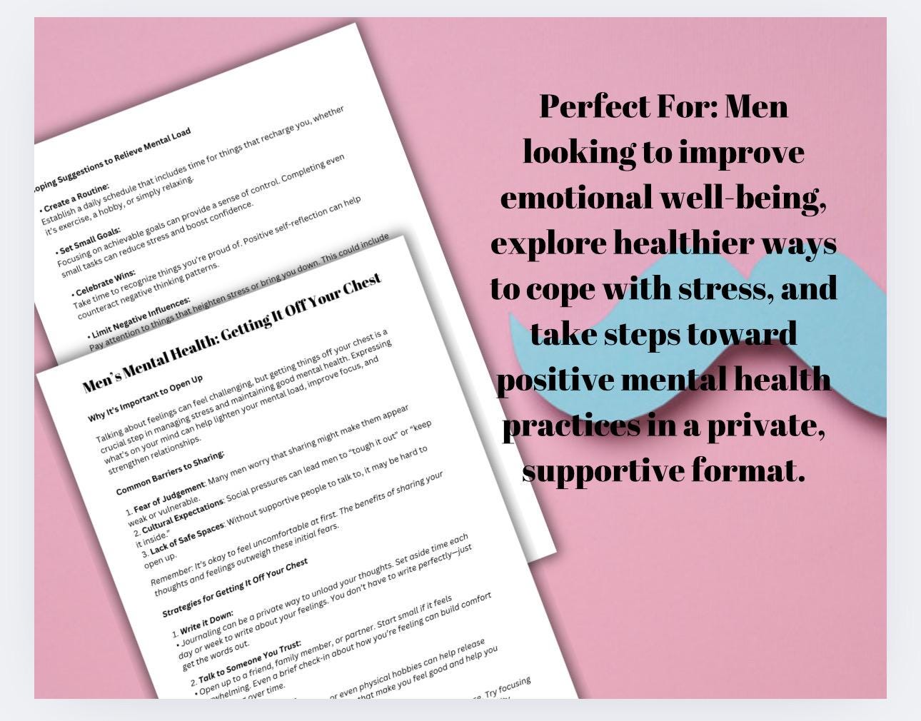 Men's Mental Health Worksheet: Emotional Support Tool (PDF)