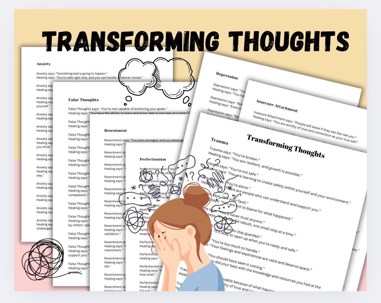 Transforming Negative Thoughts Worksheet: Personal Growth (PDF)