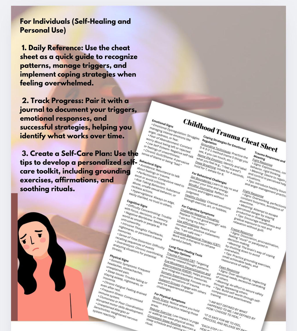 Childhood Trauma Healing: Cheat Sheet & Exploration Worksheet (Digital Download)
