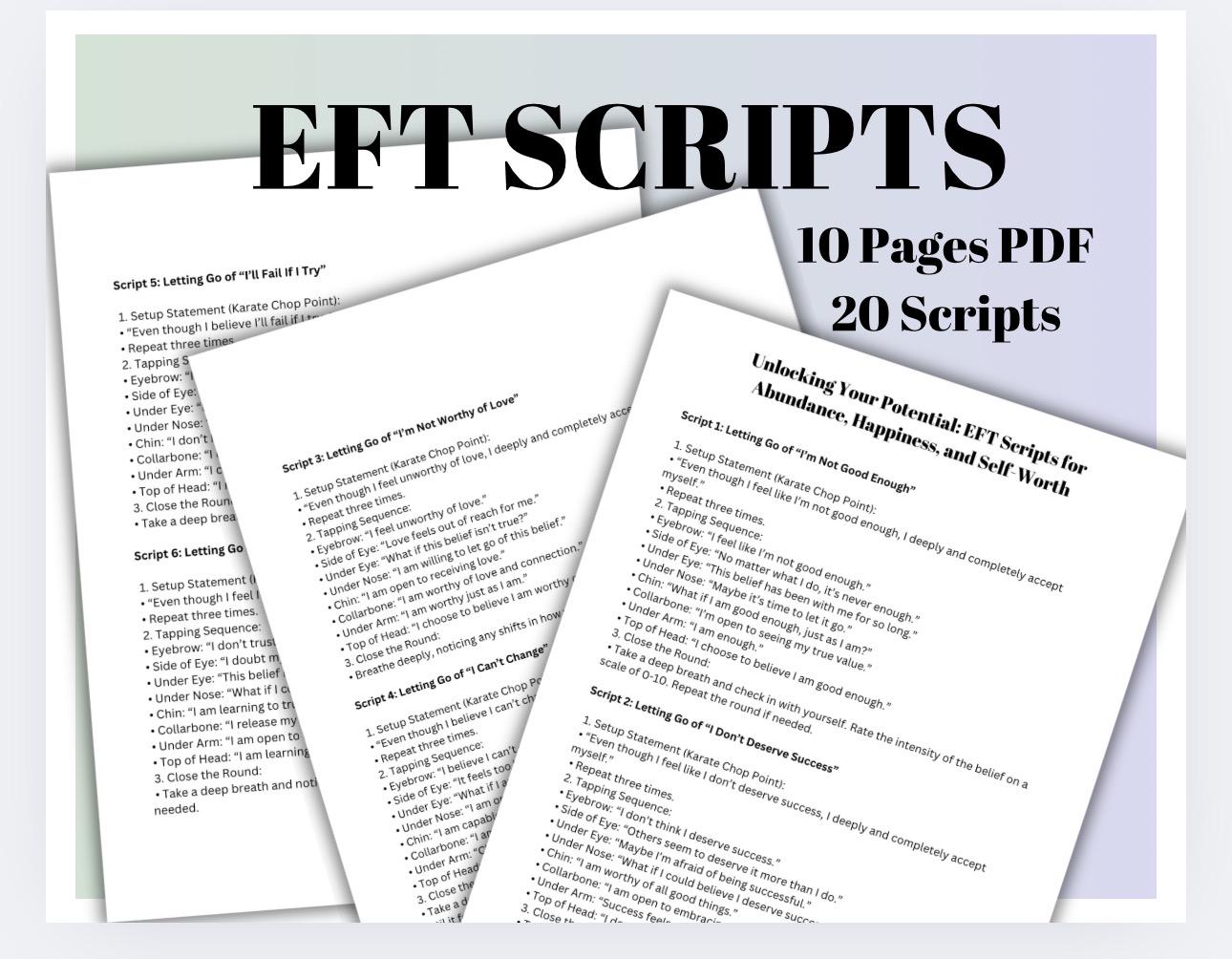 EFT Tapping Scripts for Stress, Anxiety, Trauma Relief (PDF Download)