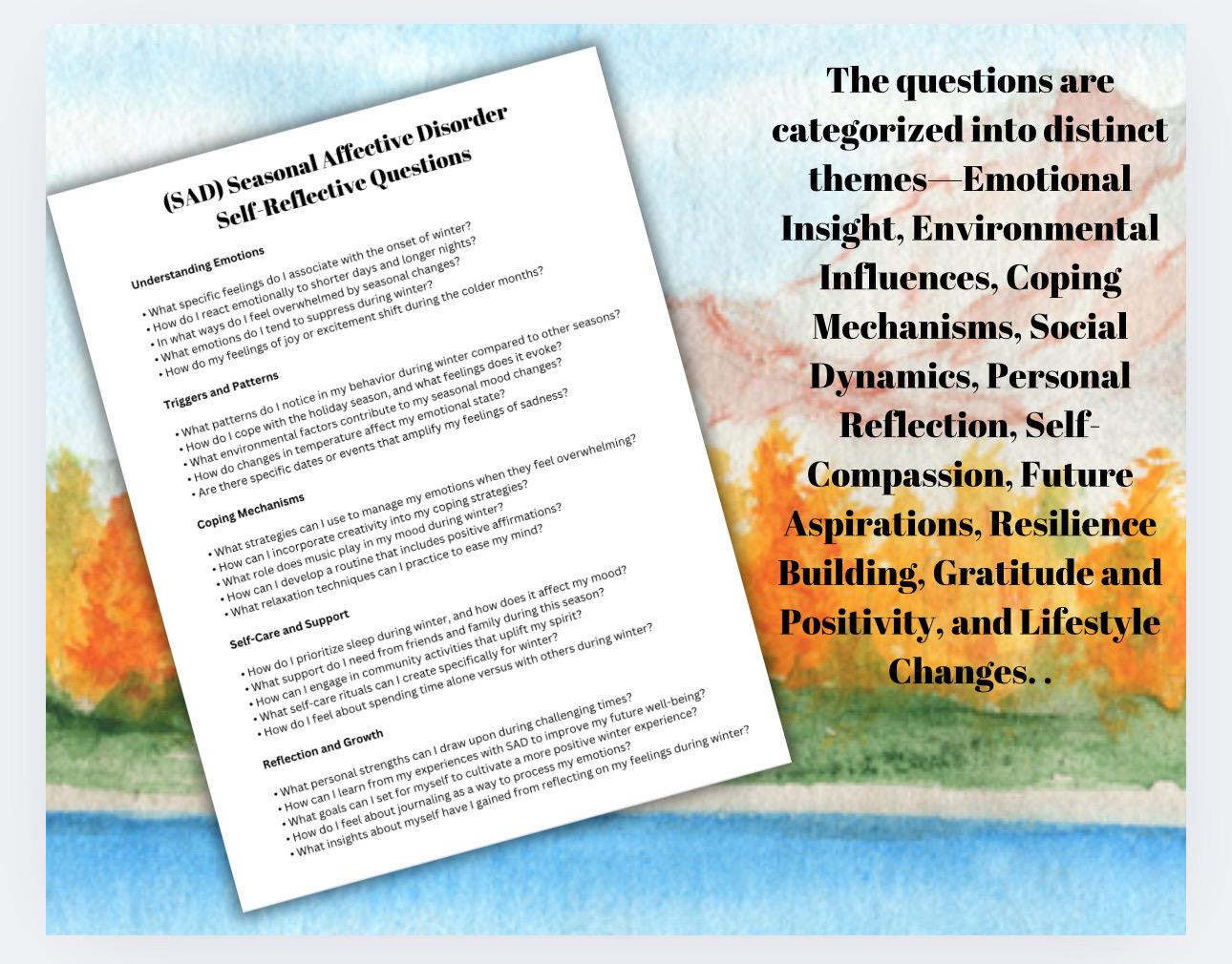 SAD Seasonal Affective Disorder Questions Emotional Regulation January February Depression Coping Skills Therapy Resource