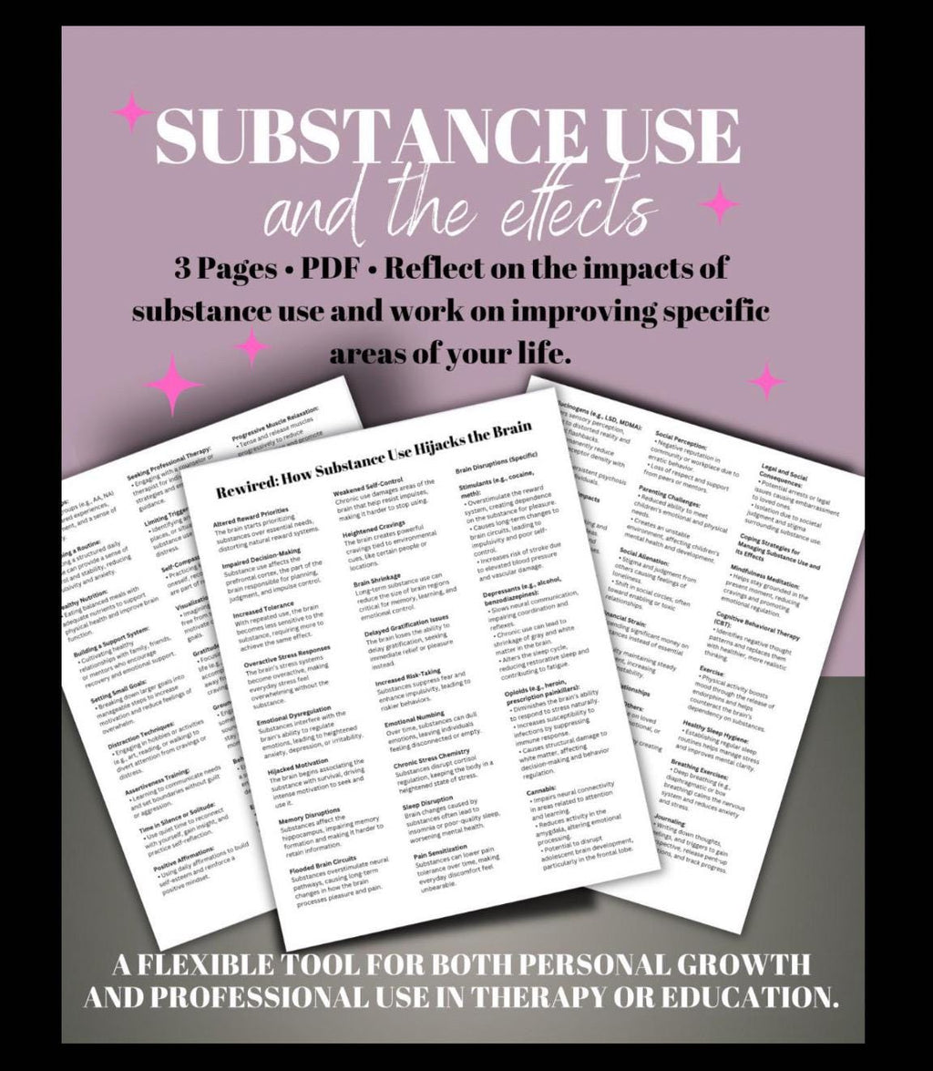 Substance Use and Effects Cheat Sheet Addiction Reference Guide Coping Strategies Personal Recovery Tool