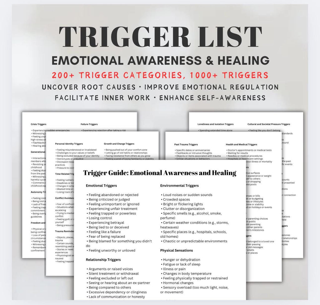 Mental Health Trigger List, Deep Reflection Tool (Digital Download)
