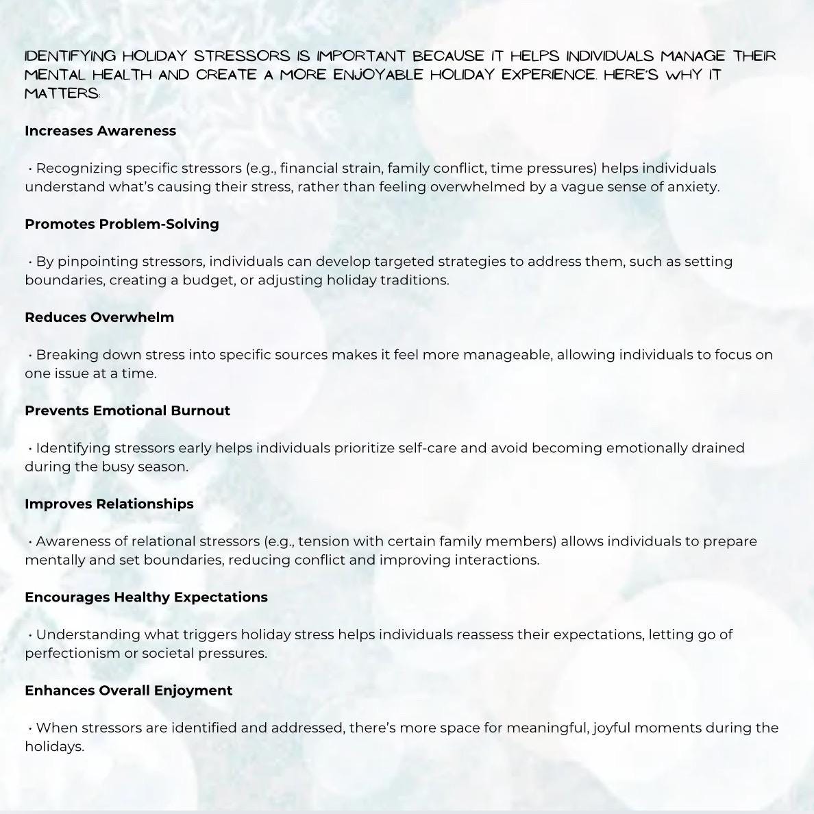 Holiday Stress Management Worksheet, Self-Care Action Plan (Printable PDF)