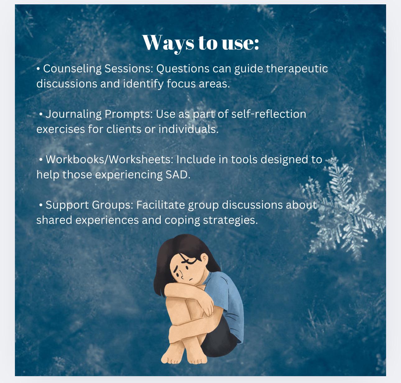 SAD Seasonal Affective Disorder Questions Emotional Regulation January February Depression Coping Skills Therapy Resource
