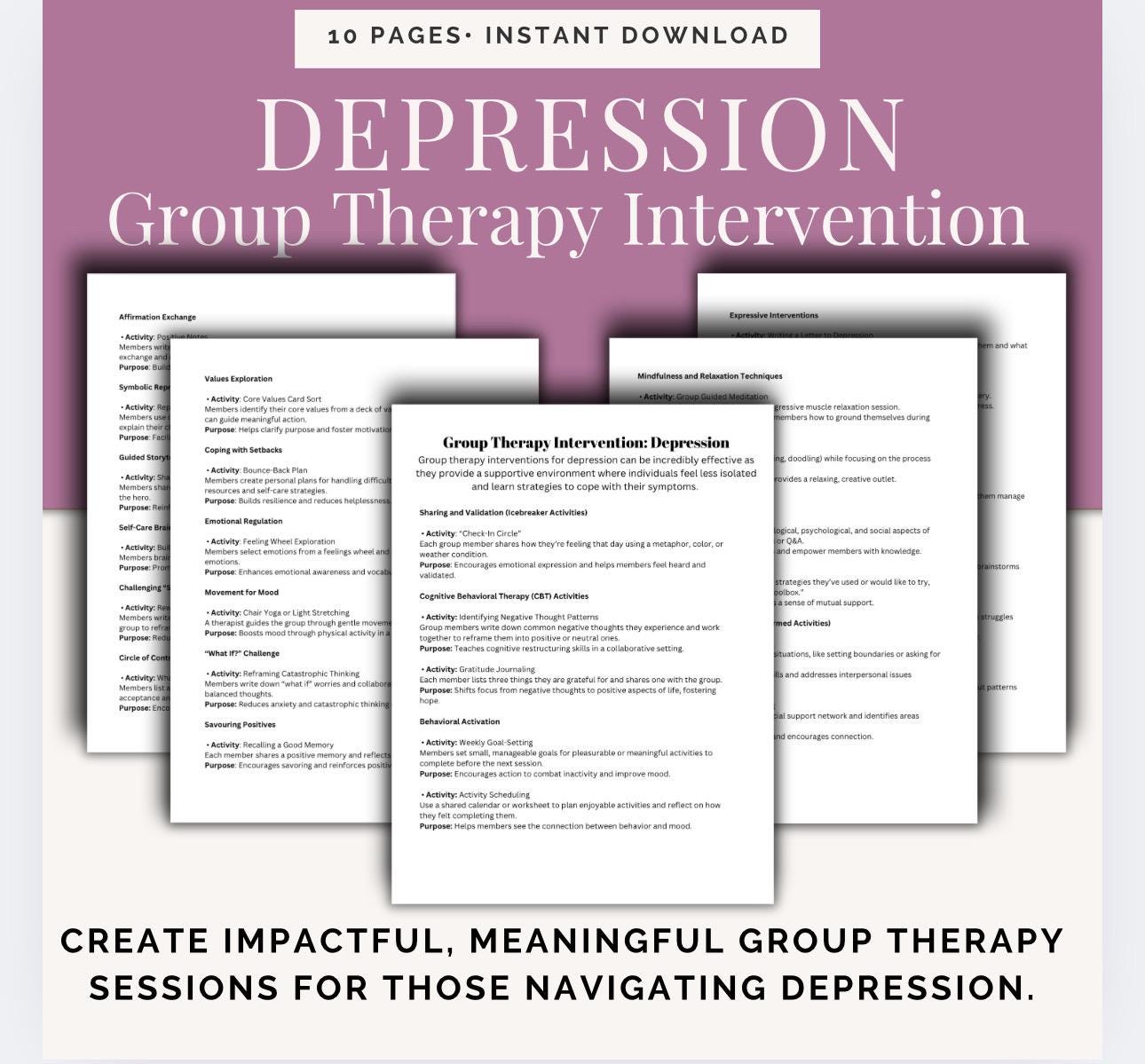 Depression Support Group Activities Mental Health Therapy Session Ideas & Interventions