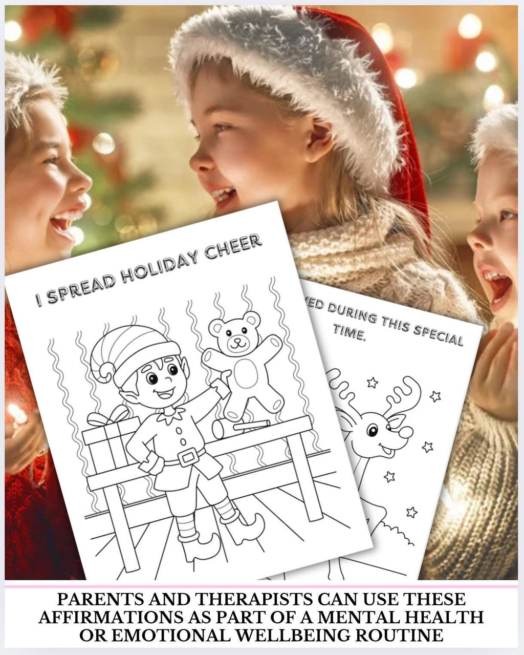 Christmas Affirmations Coloring Pages for Kids (PDF)