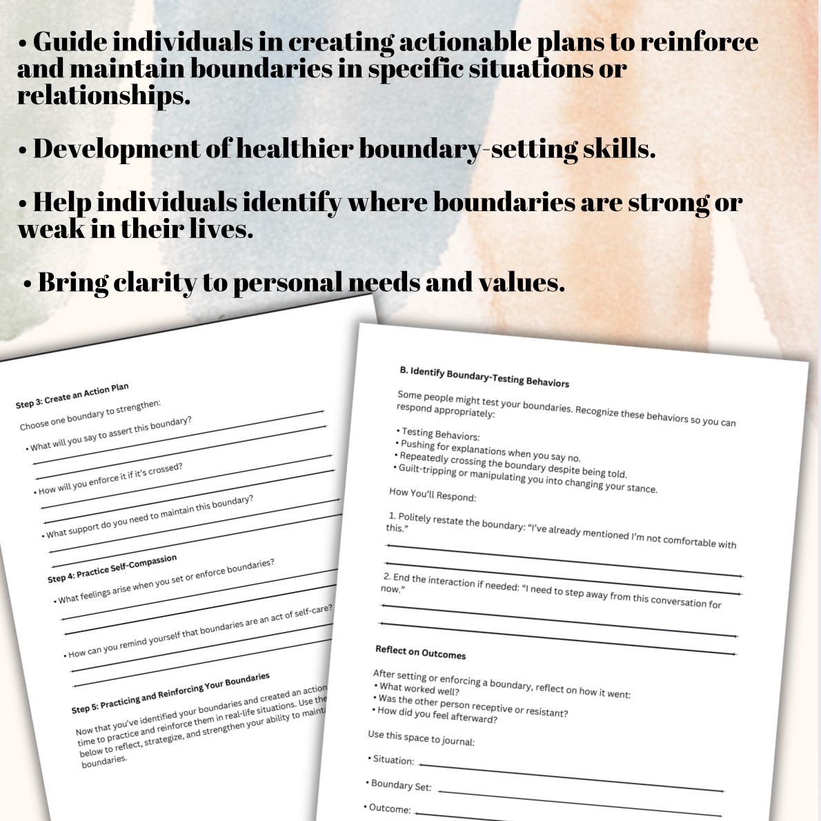 Healthy Boundaries Worksheet: Therapy Tool for Relationships (PDF)