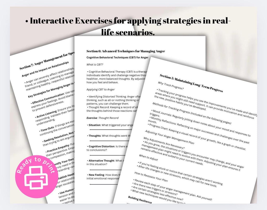 Anger Management Understanding Anger Triggers Therapy Resource Therapist Tool Client Workbook