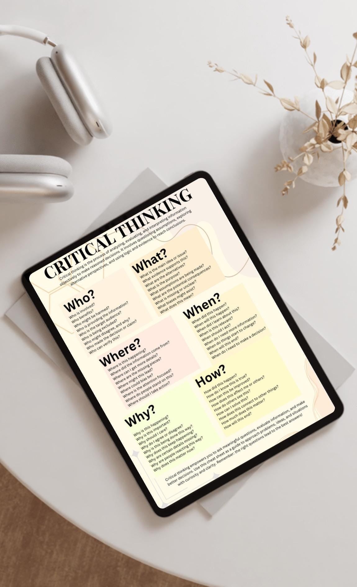 Critical Thinking Cheat Sheet Life Skills Social Learning