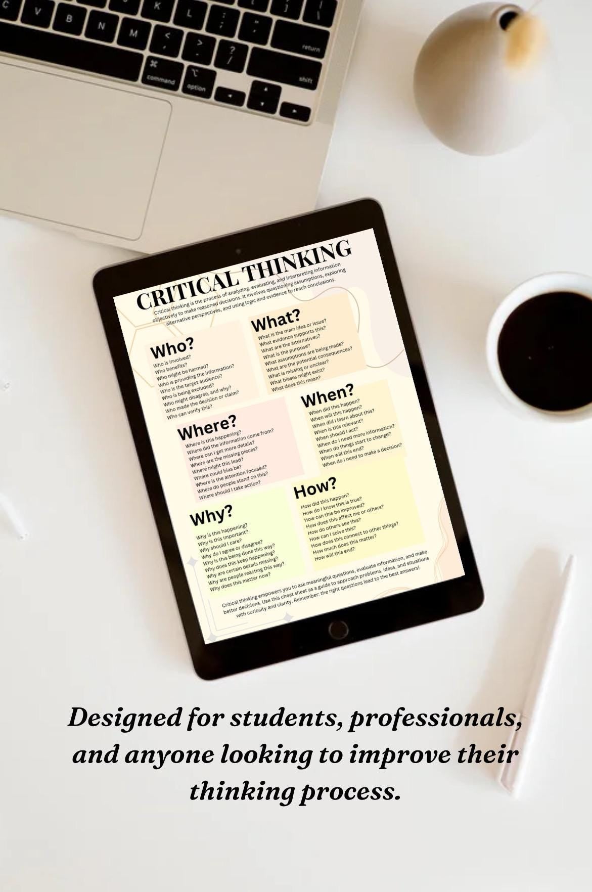 Critical Thinking Cheat Sheet Life Skills Social Learning