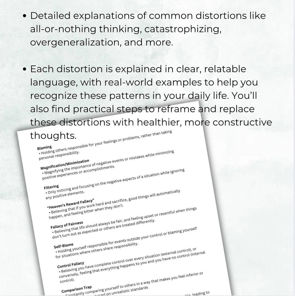 Distorted Thoughts Mindset Reset Tool Reframing Strategies Cognitive Distortions Overwhelming Beliefs