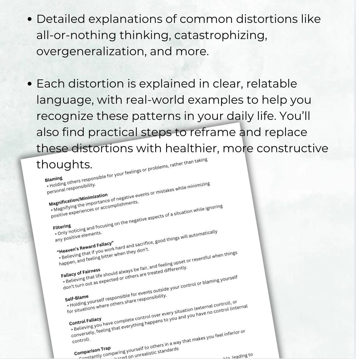 Distorted Thoughts Mindset Reset Tool Reframing Strategies Cognitive Distortions Overwhelming Beliefs