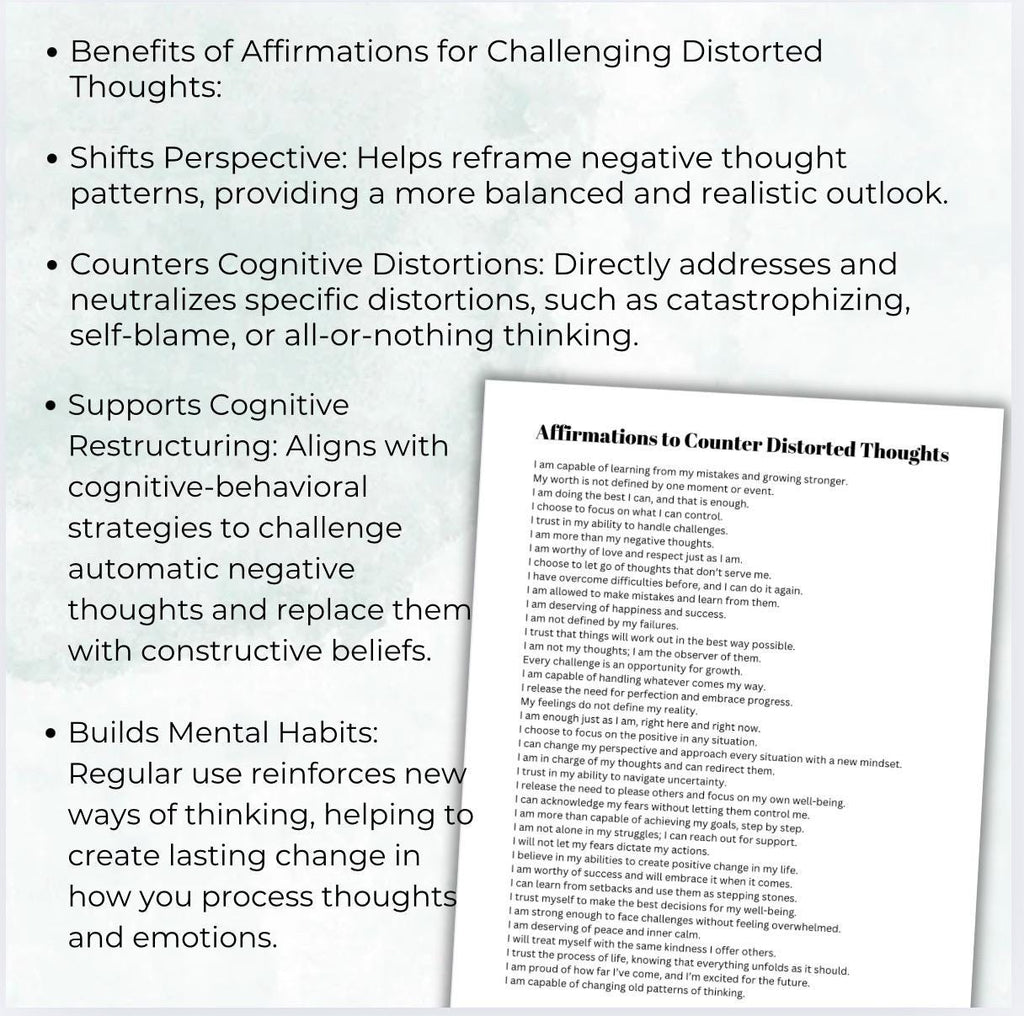 Distorted Thoughts Mindset Reset Tool Reframing Strategies Cognitive Distortions Overwhelming Beliefs