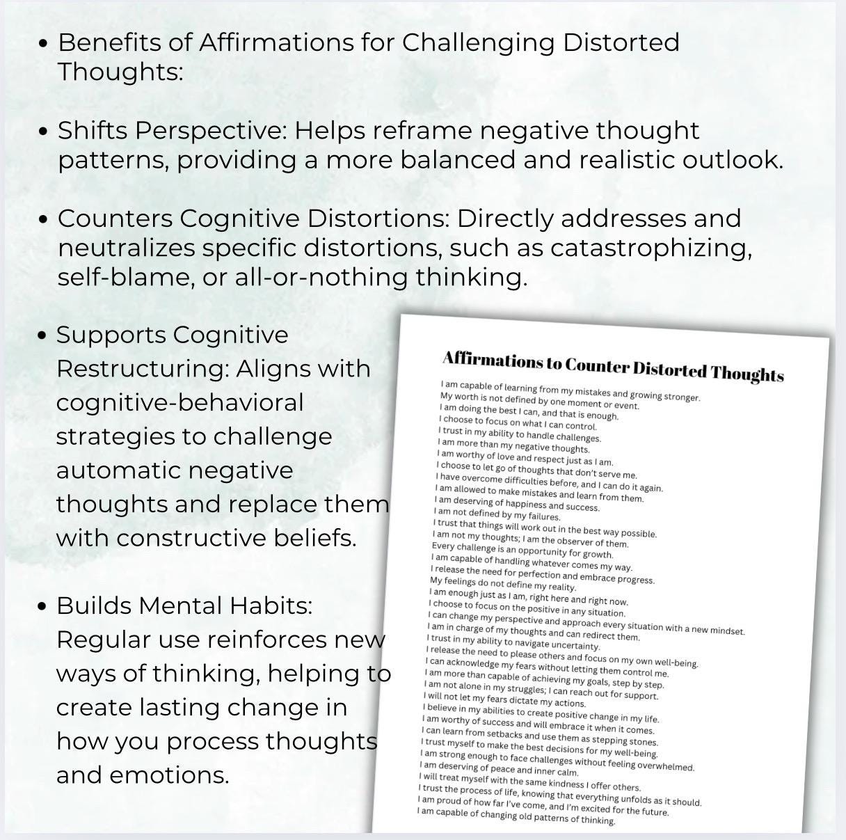 Distorted Thoughts Mindset Reset Tool Reframing Strategies Cognitive Distortions Overwhelming Beliefs
