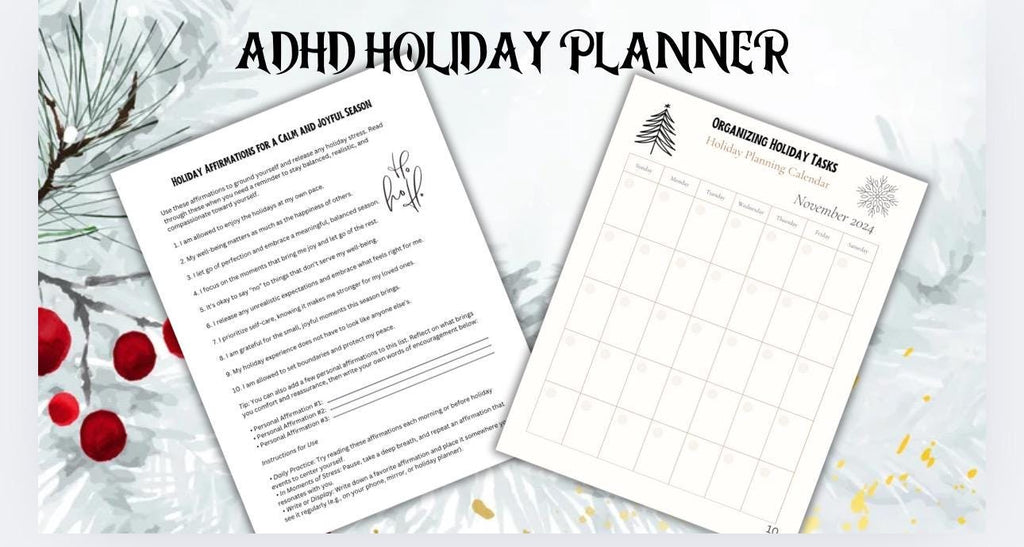 ADHD Holiday Planner: Anxiety, Stress Management Worksheets (PDF)