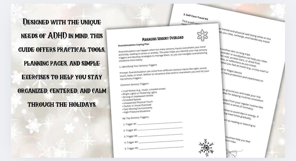 ADHD Holiday Planner: Anxiety, Stress Management Worksheets (PDF)