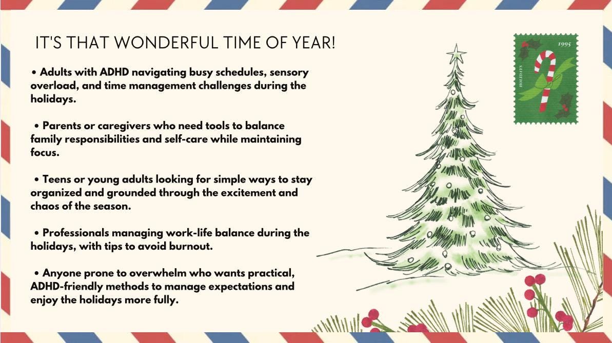 ADHD Holiday Planner: Anxiety, Stress Management Worksheets (PDF)