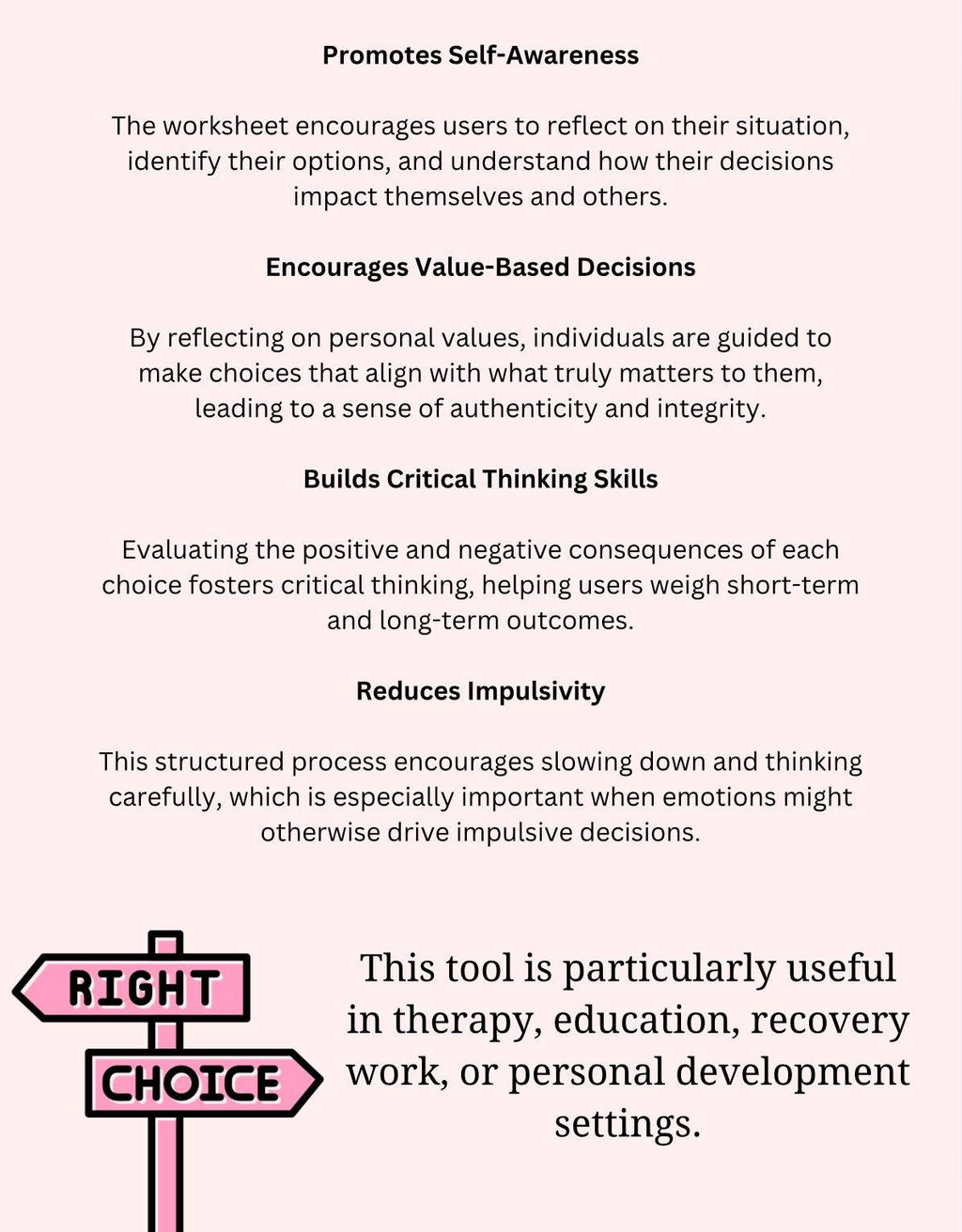 Choices and Consequences Worksheet: Therapy & Decision-Making (PDF)